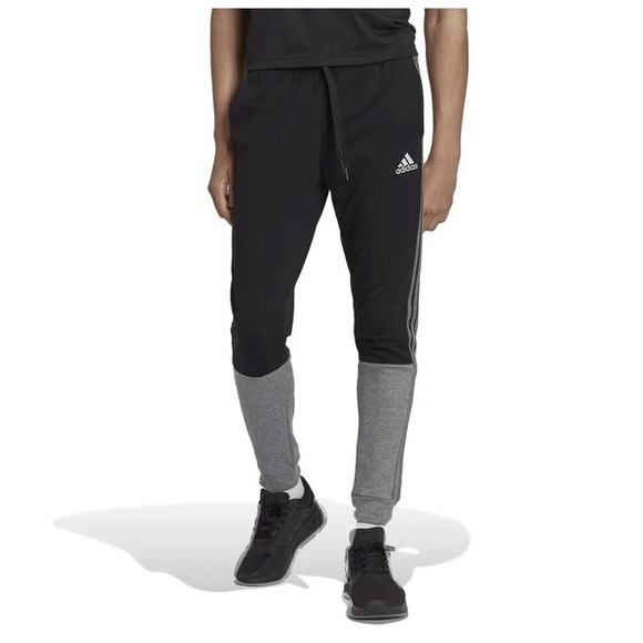 adidas Men's‎ Black/Grey Essentials Mélange French-Terry Joggers (HK2899) L - Picture 2 of 6